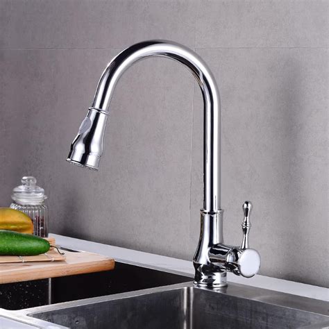 Pull Down Sprayer Kitchen Faucets Single Hole Hot And Cold Water Swivel Pull Down Kitchen Faucet