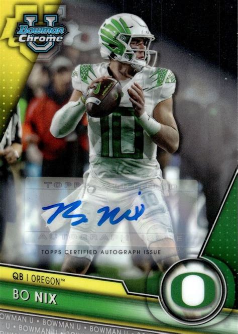 Bo Nix 2023 Bowman Chrome University 159 Prospect Auto Price Guide