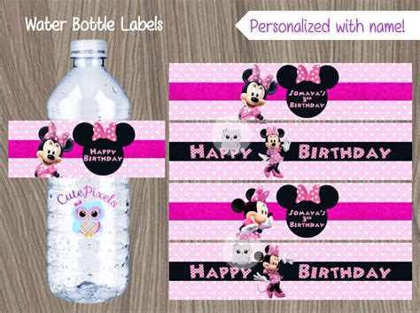 Minnie Mouse Water Bottle Labels Minnie Mouse Labels Minnie