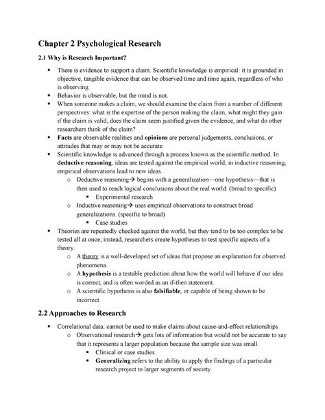 Chapter 2 Psychological Research Test 1 Chapter 2 Psychological