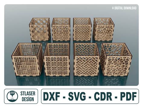 Laser Cut Decorative Box Svg Files 8 Patterns, Vector Files for Wood ...