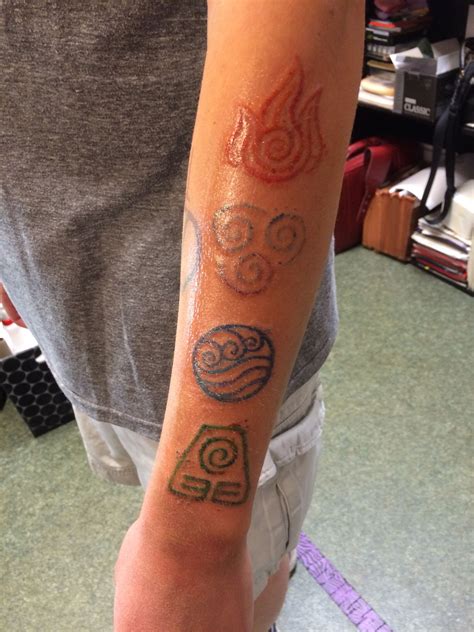 Four Elements Tattoo from Avatar: The Last Airbender on my forearm ...