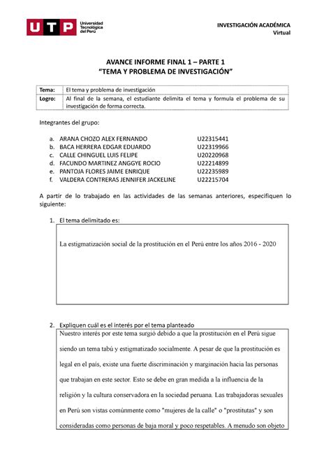 Semana 03 Formato Avance De Informe Final 1 Parte 1 Grupo 4 AVANCE