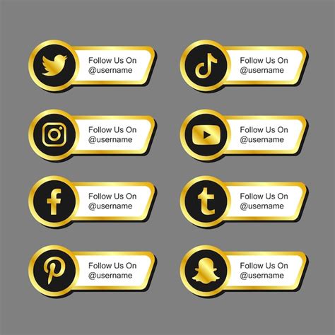 Colecciones Populares De Iconos Dorados De Redes Sociales Vector Premium