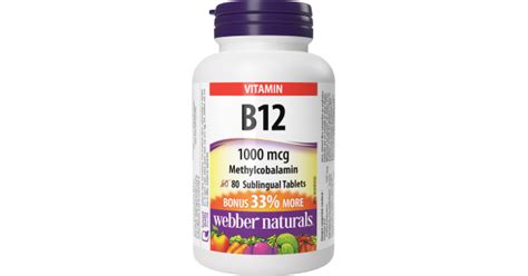 WEBBER NATURALS/Витамин В12 1000 µg (метилкобаламин) x 80 сублингвални ...