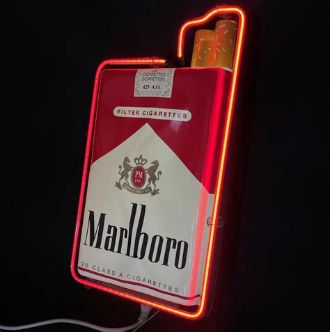 Red Neon Illuminated Advertising Sign From Marlboro 1990s For Sale At