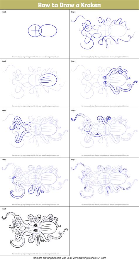 How To Draw A Kraken Sea Monsters Step By Step Drawingtutorials