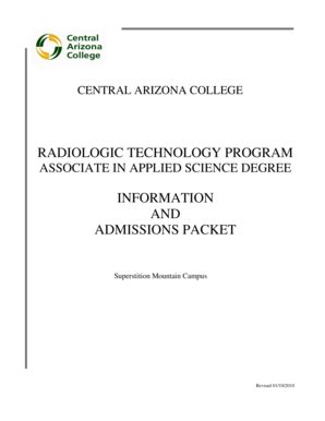 Fillable Online Centralaz Radiologic Technology Program Information And