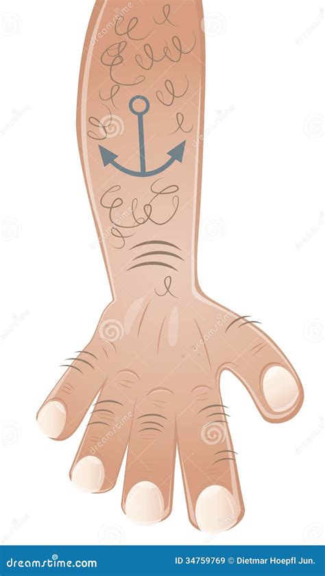 Arm With Tattoo Anchor Cartoon Vector | CartoonDealer.com #34759769