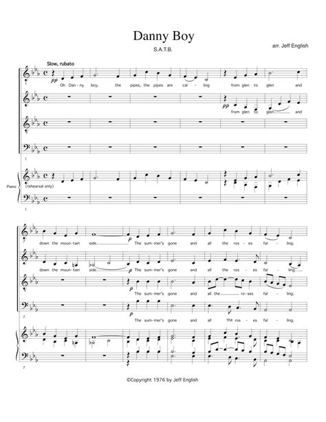 Danny Boy Arr Jeff English By Irish Folk Song Sheet Music For Satb Choir At Sheet Music Direct