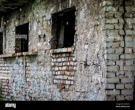 Abandoned concrete and brick building in a forest in Albania Stock ...