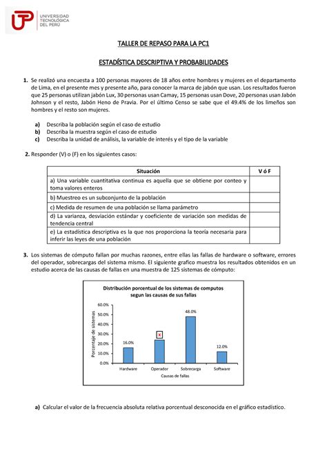 Estadistica Descriptiva Y Probabilidades Taller Previo A La Pc Cgt