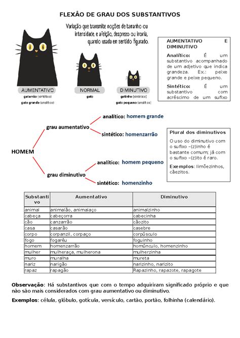Grau Dos Substantivos - Flexão de Grau dos Substantivos: Aumentativo e Diminutivo - Studocu