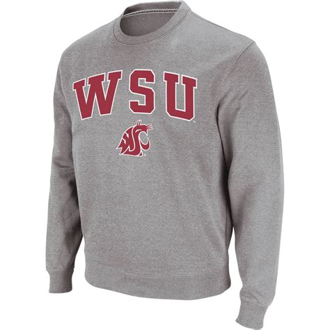 Mens Colosseum Heather Gray Washington State Cougars Arch And Logo Crew