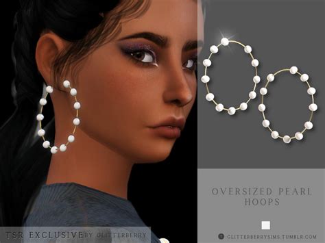 The Sims Resource Oversized Pearl Hoops