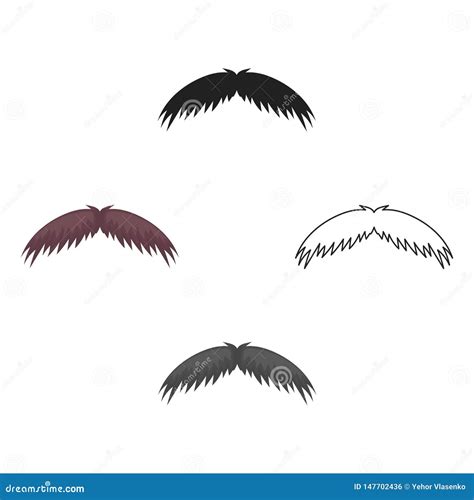 Icono Del Bigote Del Hombre En La Historieta Estilo Negro Aislada En