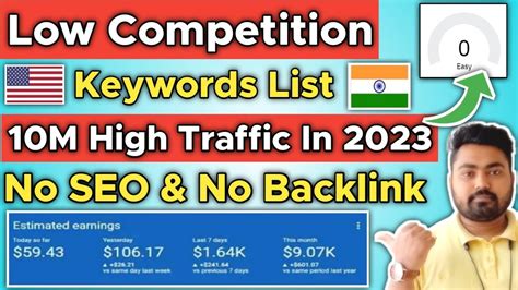 Top Low Competition Keywords With High Traffic Free Low