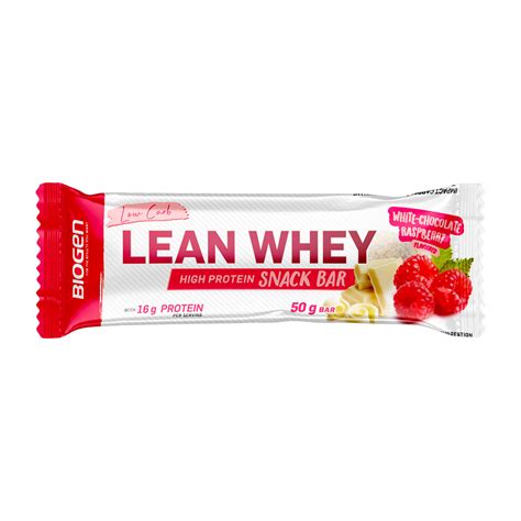 Lean Whey Protein Bar Raspberry White Choc G Biogen