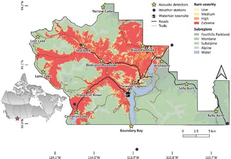 The location of the study in Waterton Lakes National Park, Canada (see... | Download Scientific ...