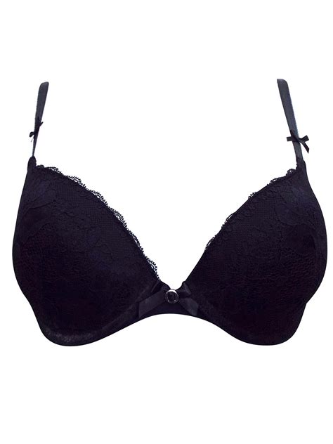 Hunkemoller Hunkemoller Black Lace Padded Plunge Bra Size 34 To 36 A B