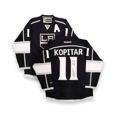 Anze Kopitar Signed Los Angeles Kings Replica Black 2011 2017 Reebok Jersey With 2014 Cup