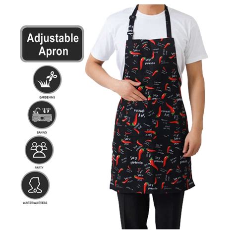 Buy Adjustable Kitchen Bib Apron Stripe With Pockets Unisex Chef Apron