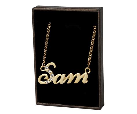 Name Necklace Sam Gold Plated 18ct Personalised Necklace With Swarovski ...