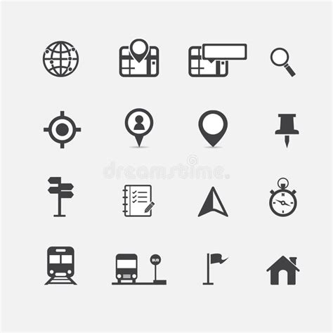 Iconos Del Mapa E Iconos De La Ubicación Ilustración Del Vector