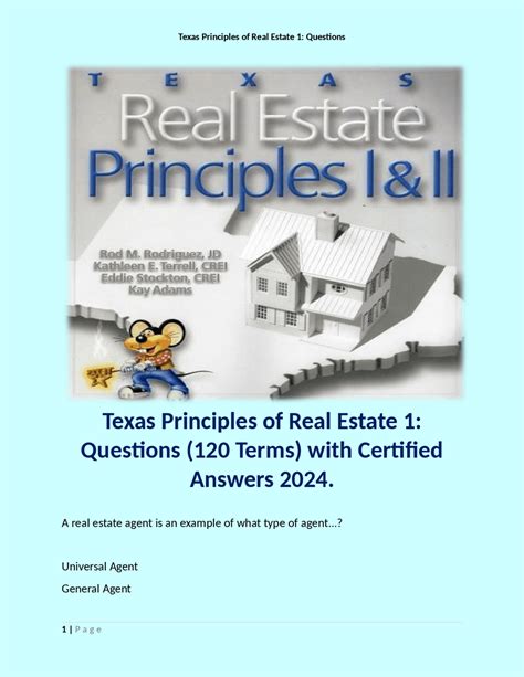 Texas Principles Of Real Estate Questions Terms With Certified