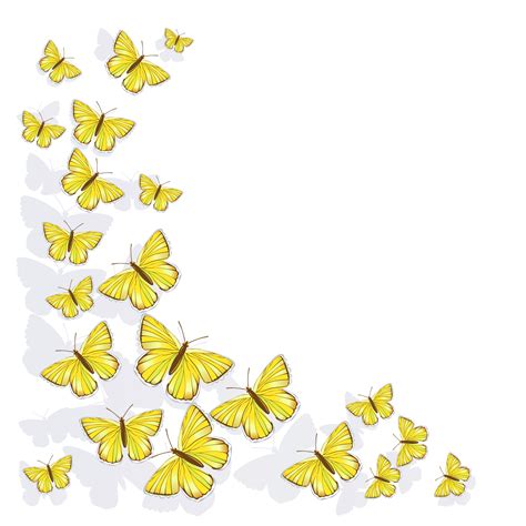 cadre d angle de papillons jaunes isolés sur fond blanc clipart