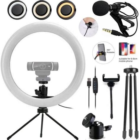 Kit Ring Light Luz Led Trip Mesa Suporte Para Webcam Celular Microfone