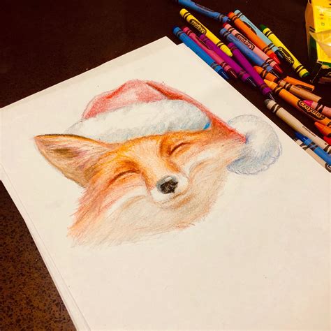 Christmas Fox Drawing : r/drawing