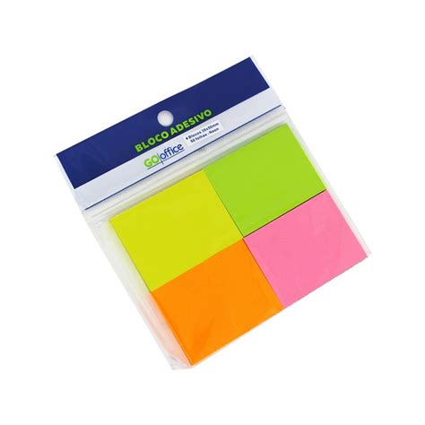 Kit Blocos Adesivos Neon X Mm Folhas Go Office