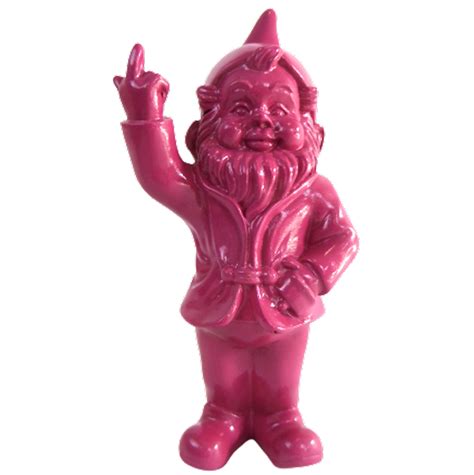 Statue en résine NAIN de jardin doigt d honneur fuck fuschia 15 c