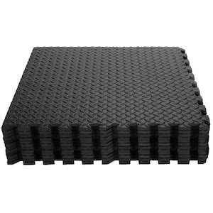 PROSOURCEFIT Thick Exercise Puzzle Mat Black 24 In X 24 In X 0 75 In