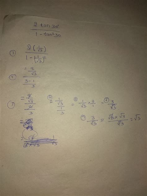 2 The value of 2 tan 30 degree/1-tan2 30 degree equal to - Maths - Introduction to Trigonometry ...