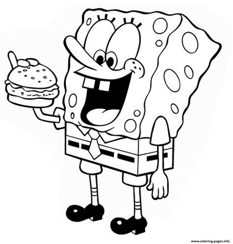 Spongebob Loves Burger Coloring page Printable