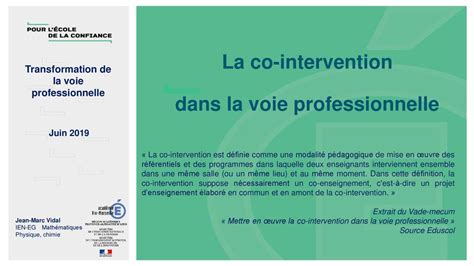 La co intervention dans la voie professionnelle ppt télécharger