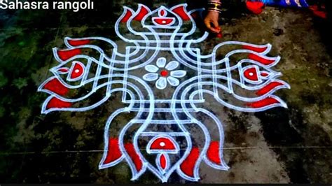 Traditional Lotus Rangoli design / Easy festival rangoli | Festival ...