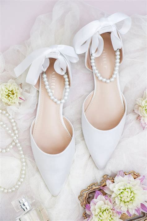 Comfortable Wedding Flats Shoes For Bride Deer Pearl Flowers