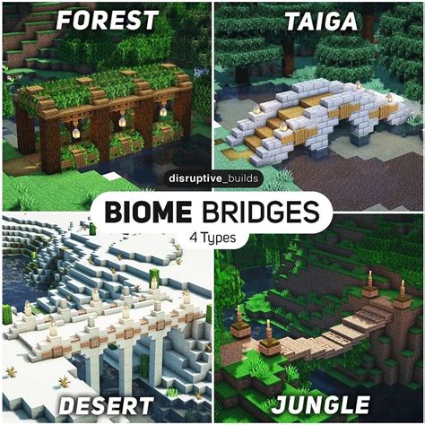 Minecraft Builds Tutorials On Instagram Four Biome Bridges Which