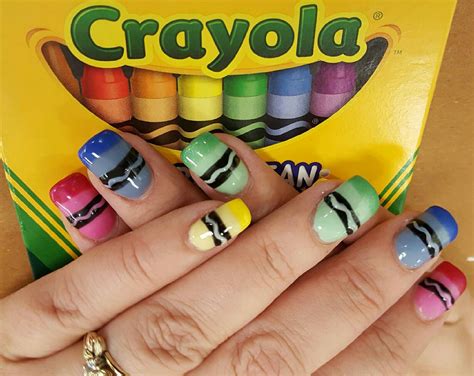 Crayola Back To School Nails Teacher Nails School Nail Art School Nails