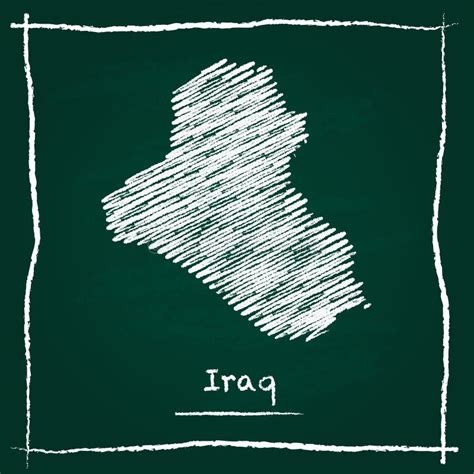 Mano Del Mapa Del Vector Del Esquema De Iraq Dibujada Con Tiza