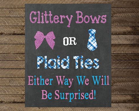 Gender Reveal Sign Gender Reveal Poster Bows Or Ties Etsy