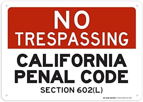 Amazon No Trespassing California Penal Code Section L Sign