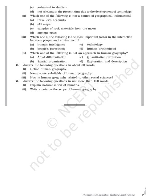 Ncert Book Class 11 Geography Chapter 1 Human Geography Nature And