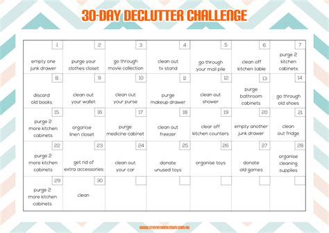 30 Day Declutter Calendar Example Calendar Printable