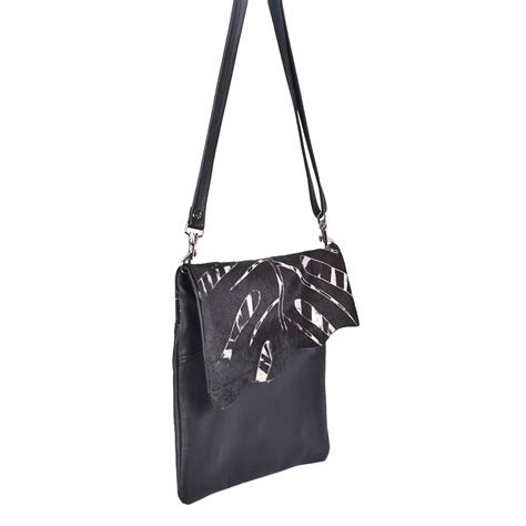 Cowhide Crossbody Bag Tropicalblack Stevie By Owen Barry Owen Barry