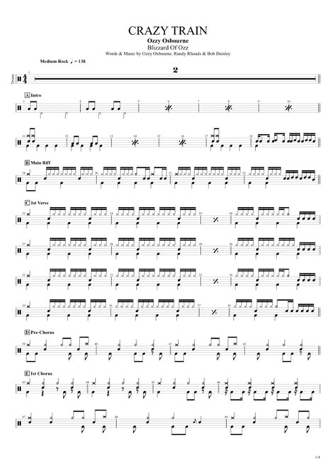 Crazy Train Tab by Ozzy Osbourne (Guitar Pro) - Full Score | mySongBook