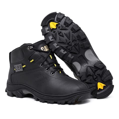 Botina Bota Caterpillar Masculina Adventure Trilha De Couro Costurado